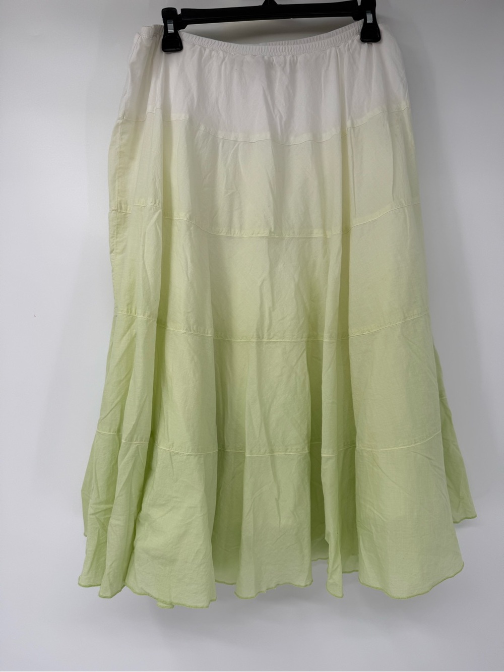 Ruby Rd. Vintage Light Green Gradient Tiered Midi Cotton Skirt Size 10